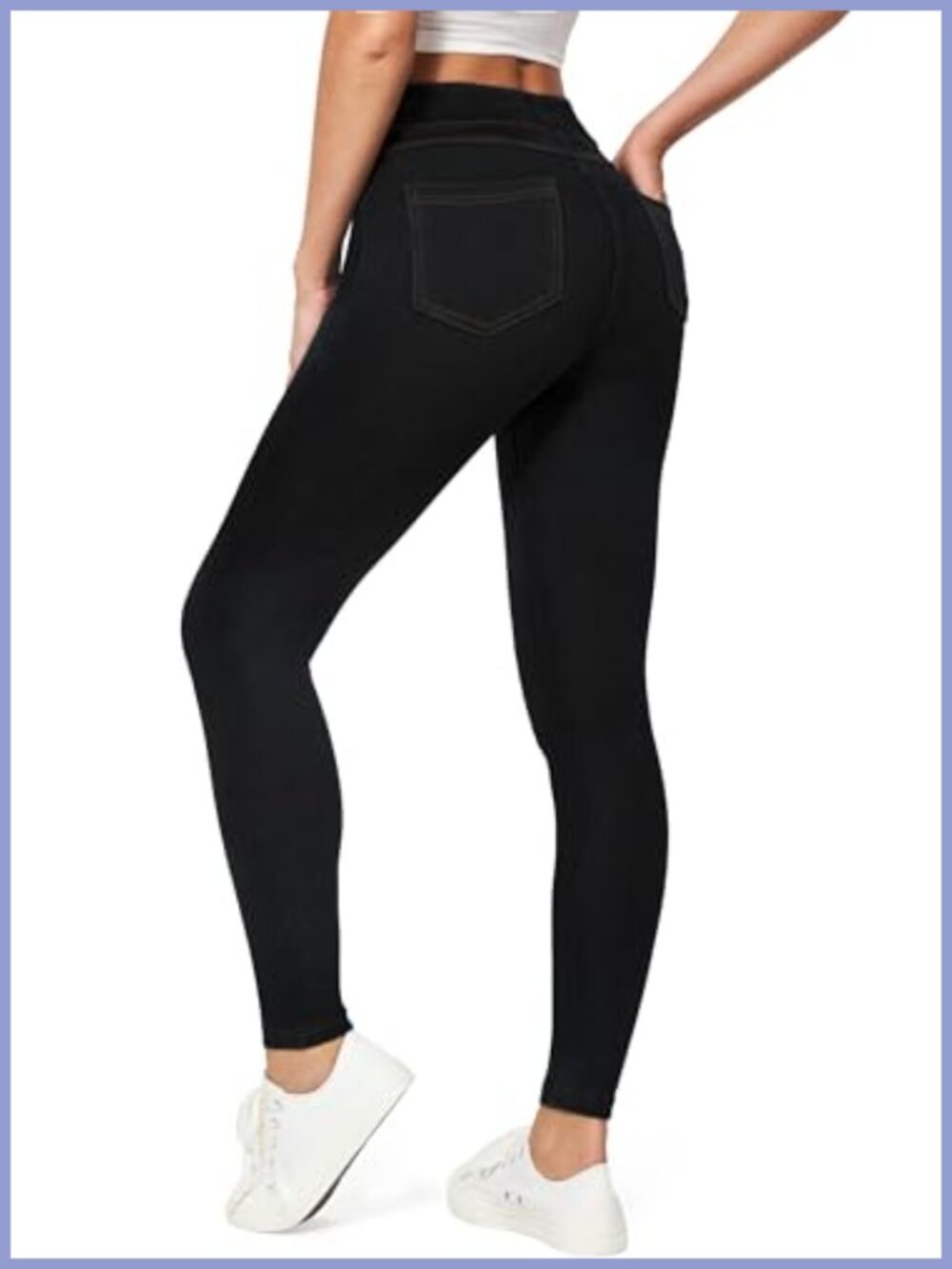 Pull On Stretchy Jeggings High Waist Denim Leggings with Pockets
